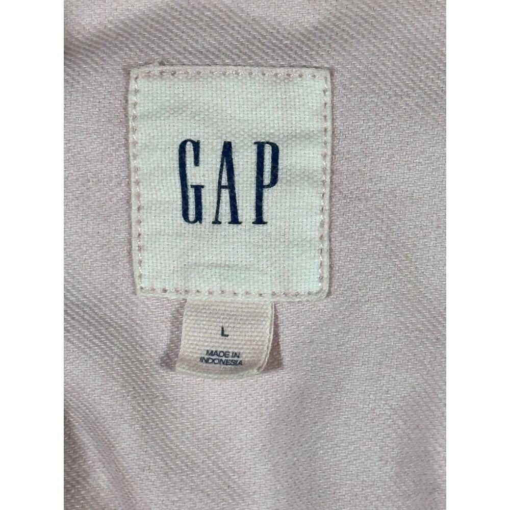 GAP Women's Soft Pink Cotton Jacket Gathered Waist Button Front Sz L - Picture 5 of 7